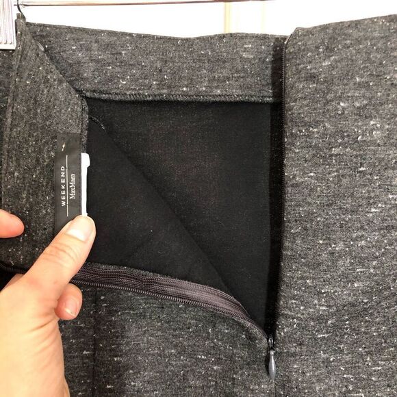 MAX MARA WEEKEND Dark Grey Heathered Neoprene Pencil Skirt Sz S - Picture 3 of 4